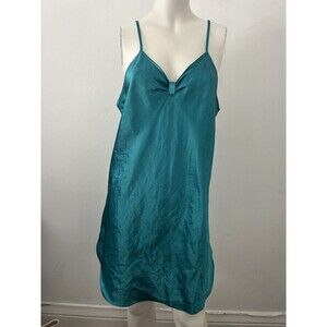 Vtg 90s Turquoise Chemise Nightgown L satin romantic feminine glam fairy chic